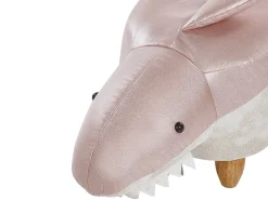 Tamborete Em Tecido Rosa E Branco Shark