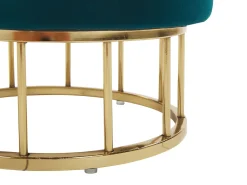 Tamborete Em Veludo Azul Com Arrumação Elgin