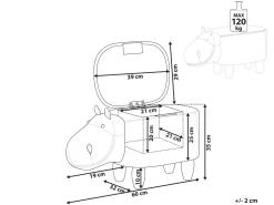 Tamborete Em Veludo Azul Claro Com Arrumação Hippo