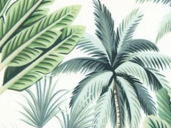 Tamborete Em Veludo Branco E Verde Com Arrumação Harrison