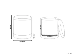 Tamborete Em Veludo Branco E Verde Com Arrumação Harrison