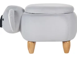 Tamborete Em Veludo Cinzento Com Arrumação Coala