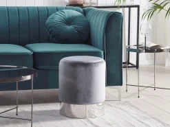 Tamborete Em Veludo Cinzento Brigitte