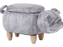 Tamborete Em Veludo Cinzento Pug