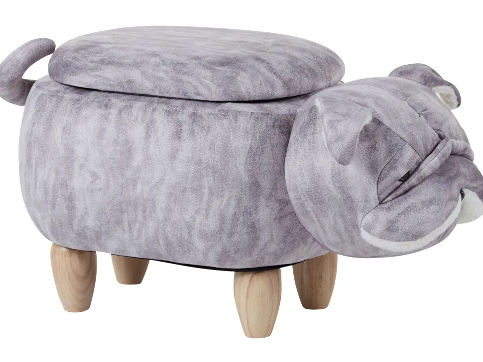 Tamborete Em Veludo Cinzento Pug