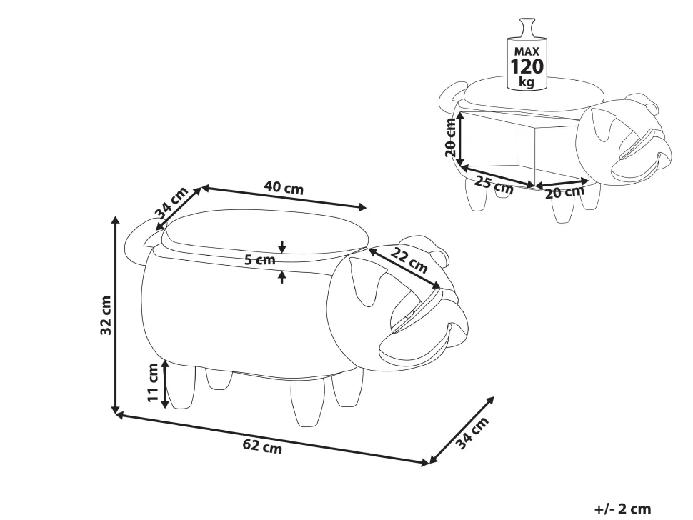 Tamborete Em Veludo Cinzento Pug