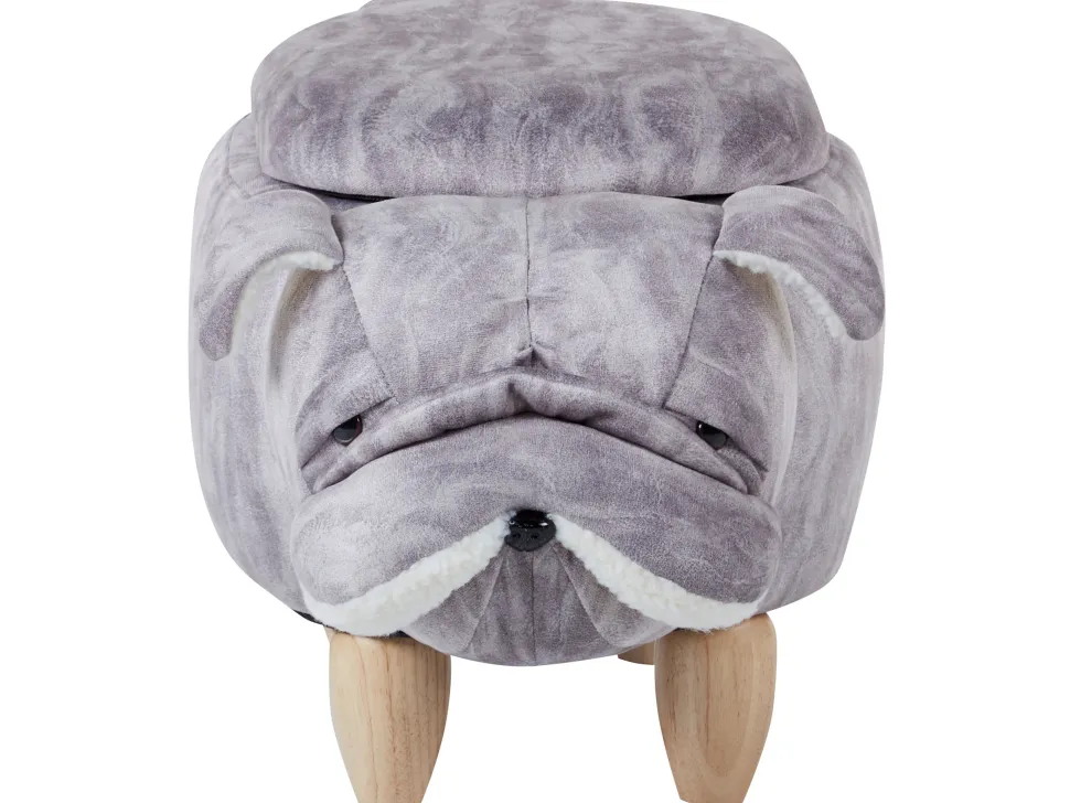 Tamborete Em Veludo Cinzento Pug