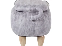 Tamborete Em Veludo Cinzento Pug