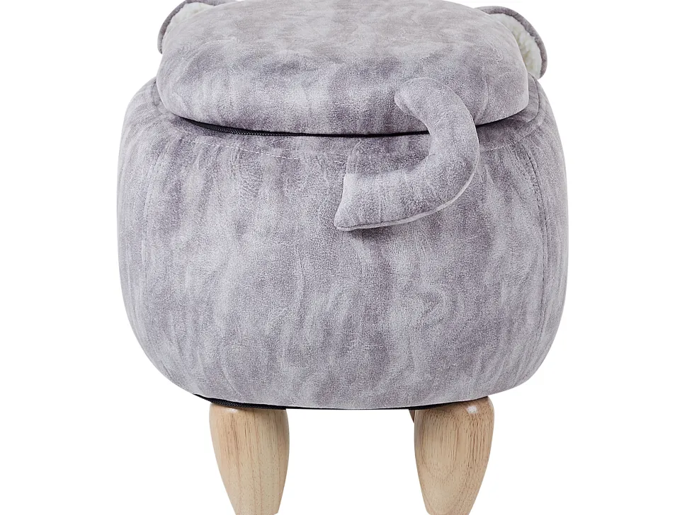 Tamborete Em Veludo Cinzento Pug