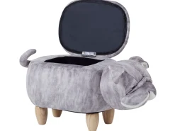 Tamborete Em Veludo Cinzento Pug