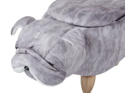 Tamborete Em Veludo Cinzento Pug