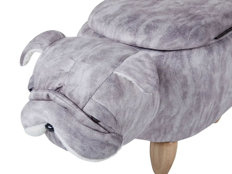 Tamborete Em Veludo Cinzento Pug