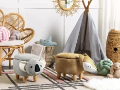 Tamborete Em Veludo Laranja Com Arrumação Fox