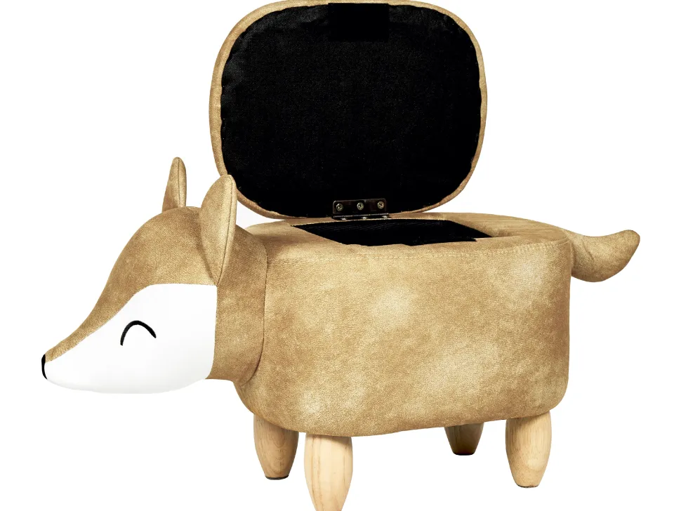 Tamborete Em Veludo Laranja Com Arrumação Fox