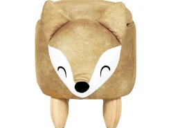 Tamborete Em Veludo Laranja Com Arrumação Fox