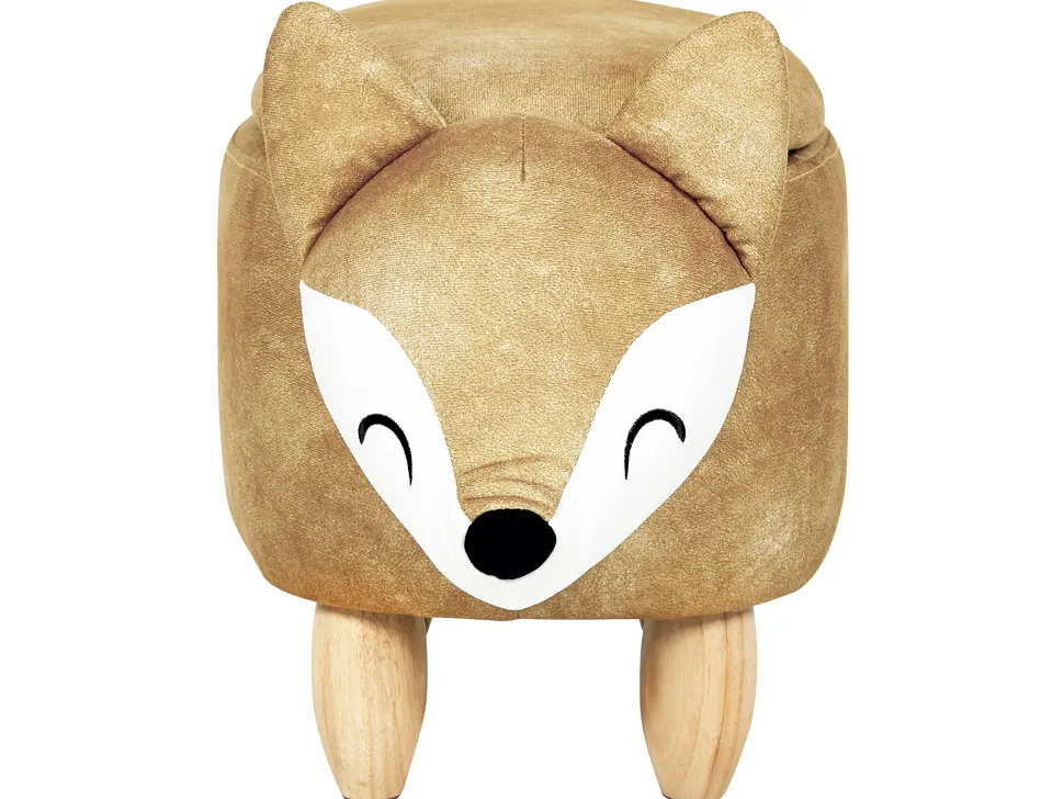 Tamborete Em Veludo Laranja Com Arrumação Fox