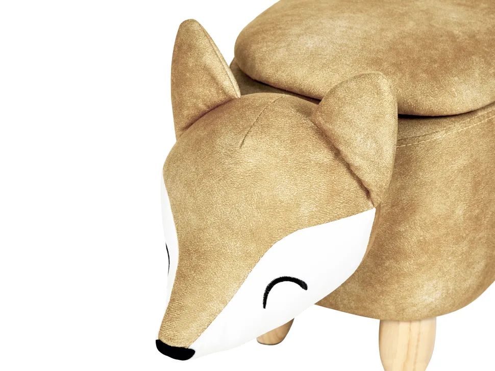 Tamborete Em Veludo Laranja Com Arrumação Fox