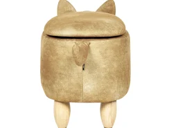 Tamborete Em Veludo Laranja Com Arrumação Fox