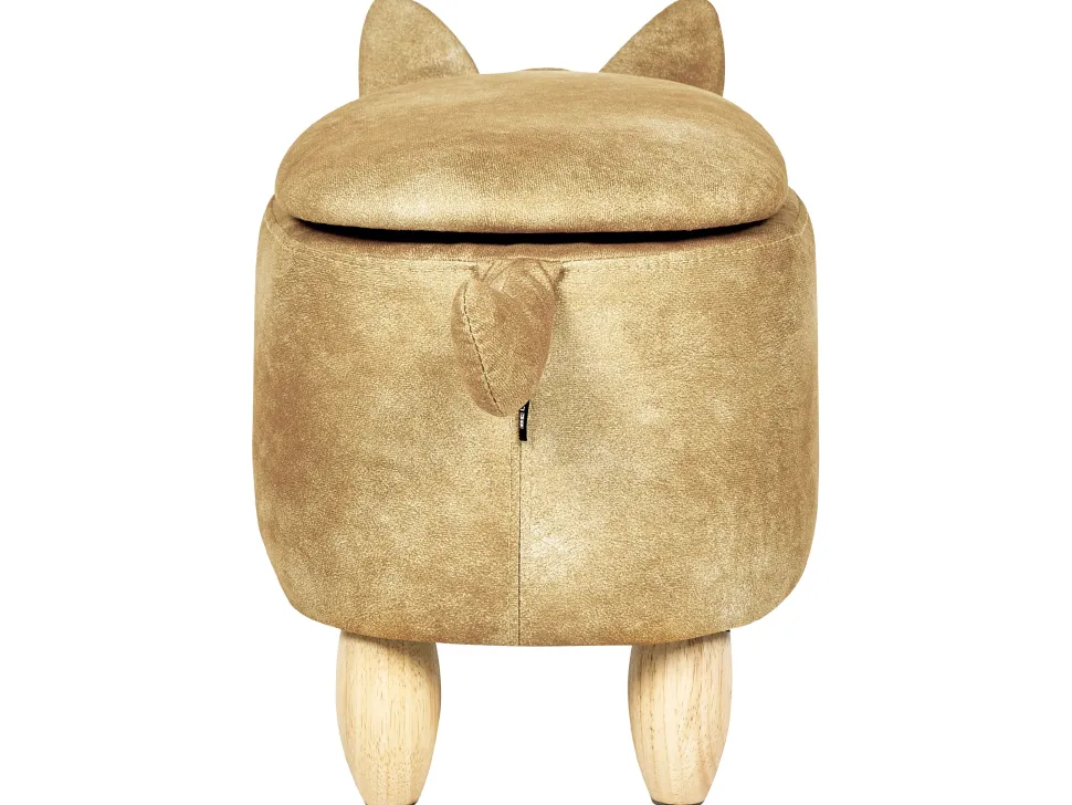 Tamborete Em Veludo Laranja Com Arrumação Fox