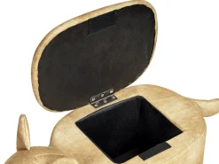 Tamborete Em Veludo Laranja Com Arrumação Fox