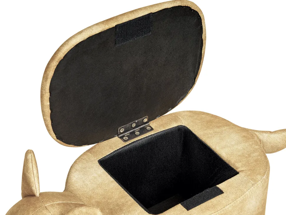 Tamborete Em Veludo Laranja Com Arrumação Fox