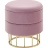 Tamborete Em Veludo Rosa Com Arrumação Elgin