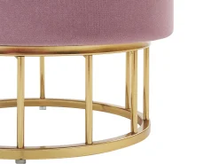 Tamborete Em Veludo Rosa Com Arrumação Elgin