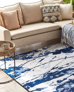 Tapete Branco E Azul 160 X 230 Cm Izmit