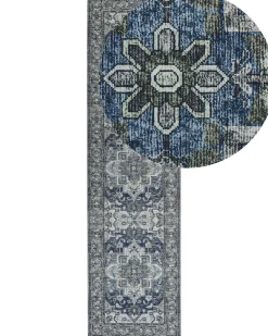 Tapete Cinzento E Azul 80 X 300 Cm Kottar