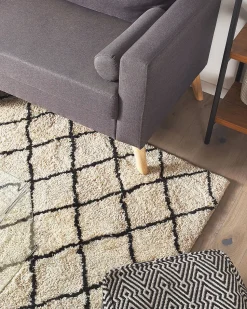 Tapete Creme E Preto 140 X 200 Cm Midyat Ii