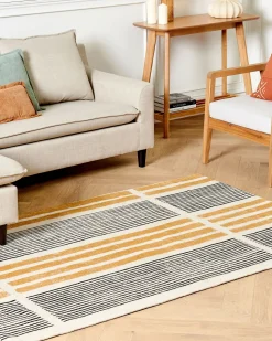 Tapete De Algodao Amarelo E Preto 140 X 200 Cm Katra