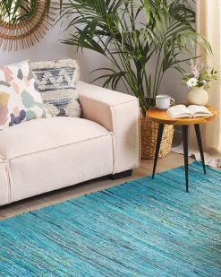 Tapete De Algodao Azul 140 X 200 Cm Mersin