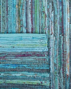 Tapete De Algodao Azul 140 X 200 Cm Mersin