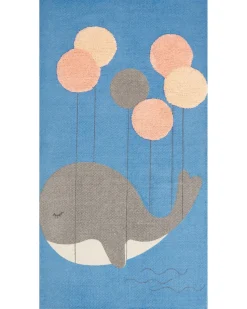 Tapete De Algodao Azul Com Impressao De Baleia 80 X 150 Cm Balabang