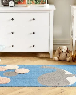 Tapete De Algodao Azul Com Impressao De Baleia 80 X 150 Cm Balabang