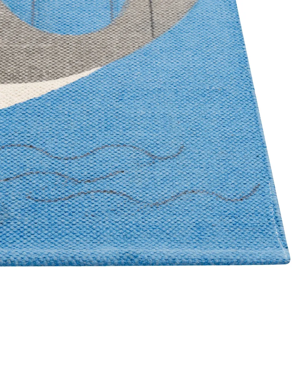 Tapete De Algodao Azul Com Impressao De Baleia 80 X 150 Cm Balabang