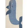 Tapete De Algodao Azul E Creme Com Impressao De Baleia 80 X 150 Cm Selai