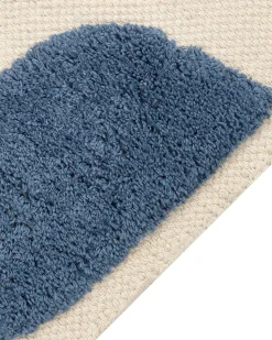 Tapete De Algodao Azul E Creme Com Impressao De Baleia 80 X 150 Cm Selai