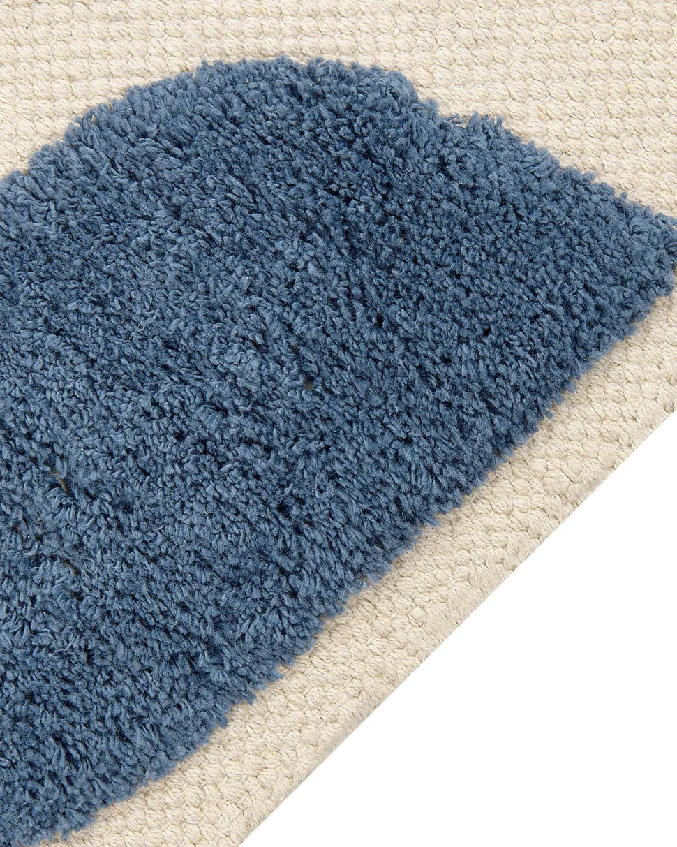 Tapete De Algodao Azul E Creme Com Impressao De Baleia 80 X 150 Cm Selai