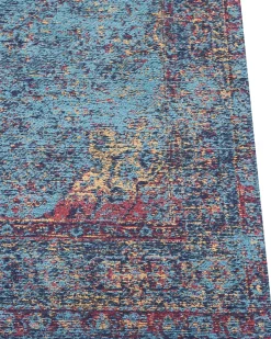 Tapete De Algodao Azul Vermelho E Creme 160 X 230 Cm Kansu