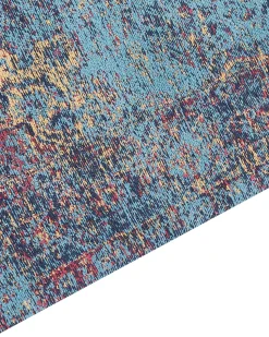 Tapete De Algodao Azul Vermelho E Creme 160 X 230 Cm Kansu