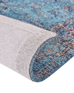 Tapete De Algodao Azul Vermelho E Creme 160 X 230 Cm Kansu