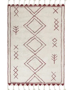 Tapete De Algodao Branco E Vermelho 160 X 230 Cm Kenitra