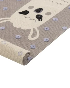 Tapete De Algodao Castanho Com Impressao De Lama 80 X 150 Cm Lubuk