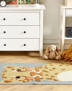 Tapete De Algodao Com Impressao De Leopardo Amarelo E Cinzento 80 X 150 Cm Tangse