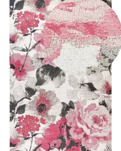 Tapete De Algodao Com Motivo Floral Rosa 200 X 300 Cm Ejaz