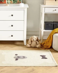 Tapete De Algodao Creme Com Impressao De Urso 80 X 150 Cm Simau
