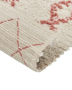 Tapete De Algodao Creme E Rosa 160 X 230 Cm Buxar