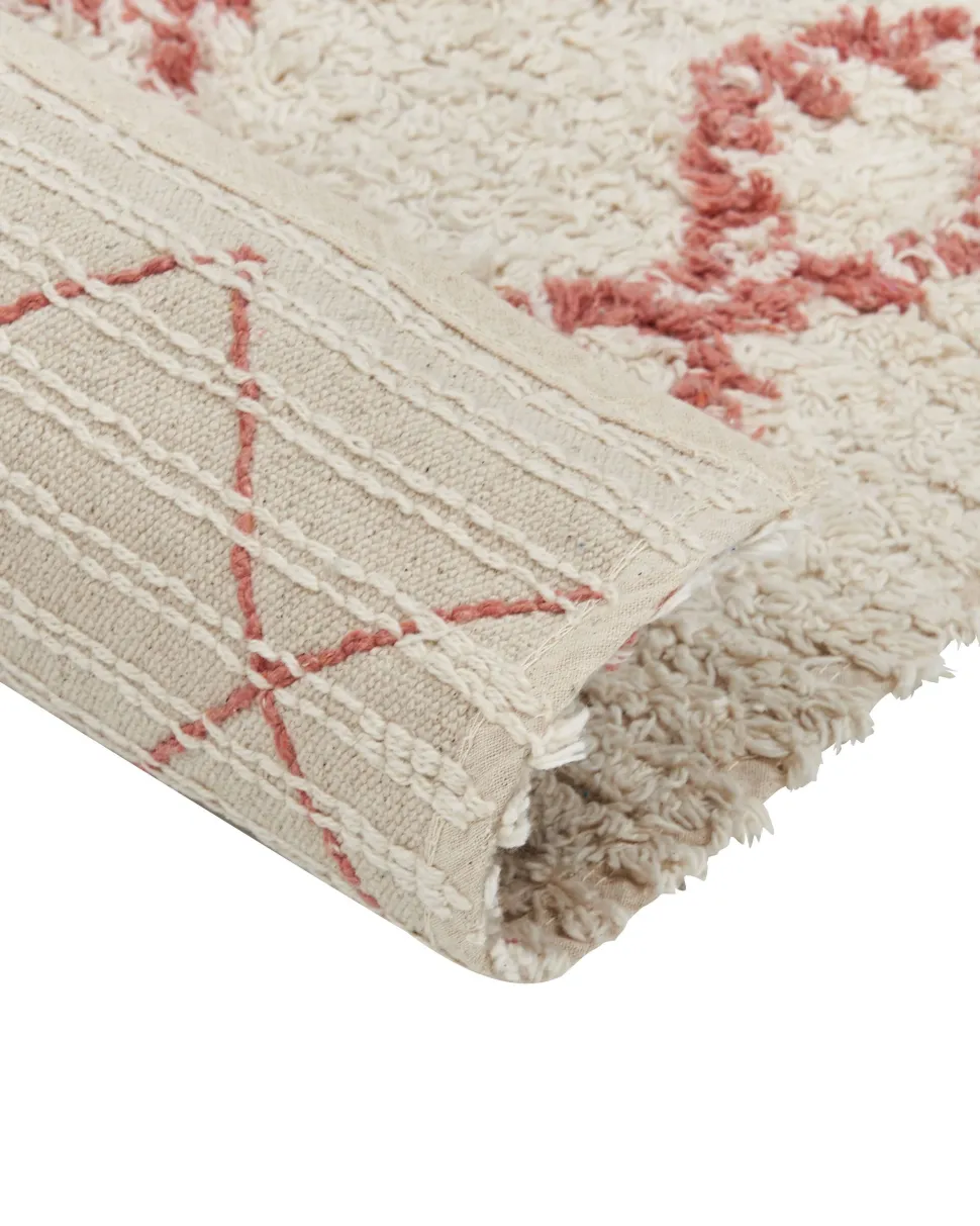 Tapete De Algodao Creme E Rosa 160 X 230 Cm Buxar