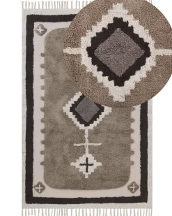 Tapete De Algodao Creme E Castanho 160 X 230 Cm Geyve